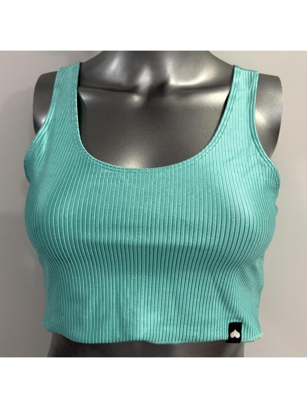 Booty By Brabants Chic Ribbed Crop Top in Aqua One Size